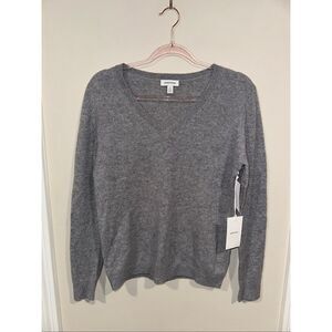 NWT Women's Nordstrom Cashmere Gray Heather V-Neck Sweater M